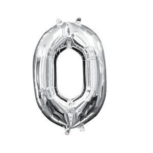 Number Zero Silver Balloons Party Birthday Date 16" NWT
